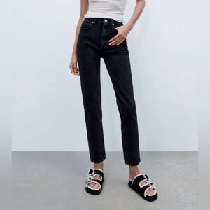 Zara Black Wash Classic Straight Jeans